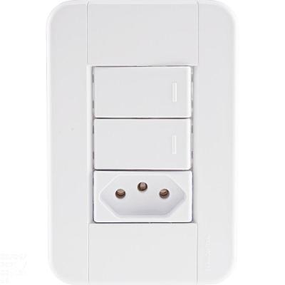 Conjunto 4x2 Com 2 Interruptores Simples 10 A 250 V E 1 Tomada 2p+t 20 A 250 V Tablet Bra