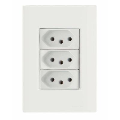 Conj 4x2 3 Tomadas 2p+t 10 A 250 V Tramontina Giz Branco