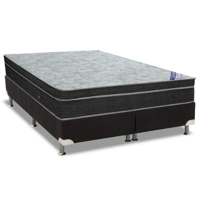 Cama Box King: Colchão Molas Nanolastic Light Selado + Base Crc Suede Black(186x198)