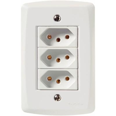 Conj 4x2 3 Tomadas 2p+t 10 A 250 V Tramontina Lux2 Branco