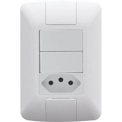Conjunto 4x2 Com 2 Interruptores Paralelos 6 A 250 V E 1 Tomada 2p+t 10 A 250 V Aria Bran