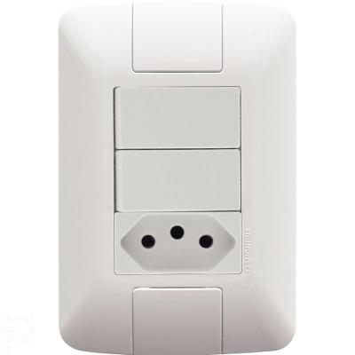 Conjunto 4x2 Com 2 Interruptores Simples 6 A 250 V E 1 Tomada 2p+t 10 A 250 V Aria Branco