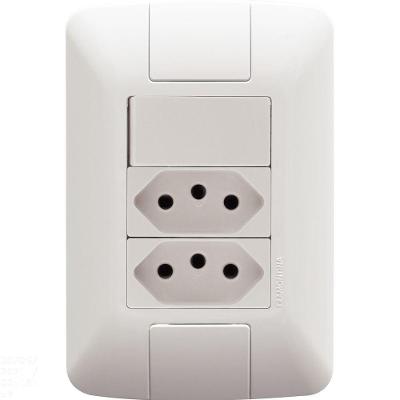 Conjunto 4x2 Com 1 Interruptor Simples 6 A 250 V E 2 Tomadas 2p+t 20 A 250 V Aria Branco