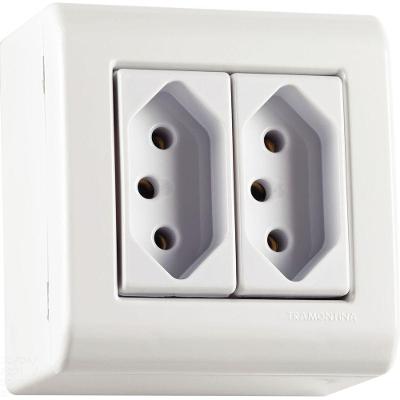 Caixa De Sobrepor Com 2 Tomadas 2p+t 10 A 250 V Tramontina Lizflex Branca Tramontina
