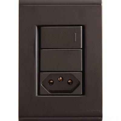 Conjunto 4x2 Com 1 Interruptor Simples 10 A 250 V E 1 Tomada 2p+t 10 A 250 V Liz Grafite