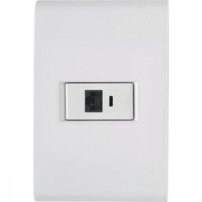 Conj 4x2 1 Tomada Rj45 Cat. 6 Tramontina Liz Branco