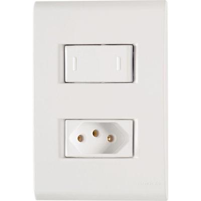 Conjunto 4x2 Com 1 Interruptor Paralelo 10 A 250 V E 1 Tomada 2p+t 10 A 250 V Liz Branco