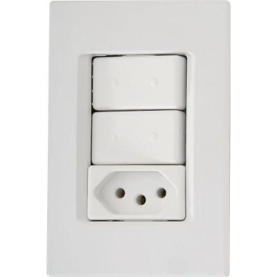 Conjunto 4x2 Com 2 Interruptores Simples 10 A 250 V E 1 Tomada 2p+t 20 A 250 V Izyflat Br