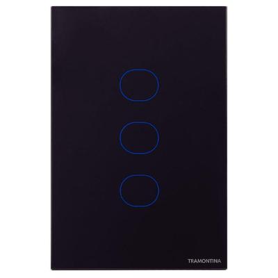 Interruptor Touch Wi-fi Smart Tramontina Preto Com 3 Canais