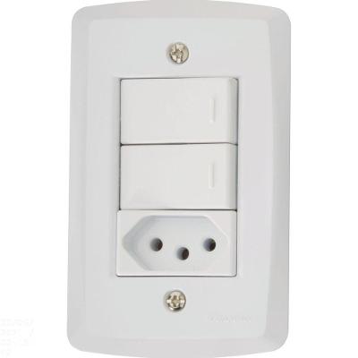Conjunto 4x2 Com 2 Interruptores Simples 10 A 250 V E 1 Tomada 2p+t 10 A 250 V Lux2 Branc