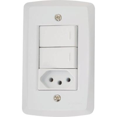 Conjunto 4x2 Com 2 Interruptores Paralelos 10 A 250 V E 1 Tomada 2p+t 20 A 250 V Lux2 Bra
