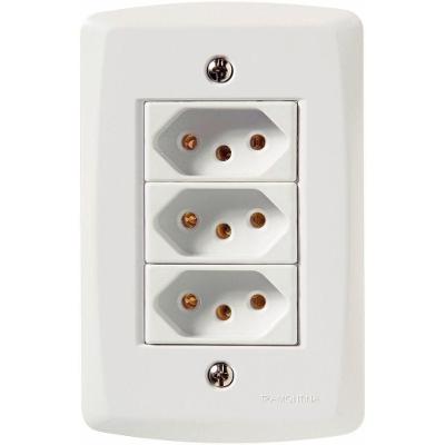 Conjunto 4x2 Com 3 Tomadas 2p+t 20 A 250 V Tramontina Lux2 Branco Tramontina