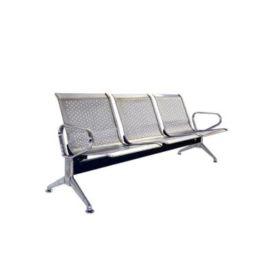 Longarina 3 Lugares Rivatti 180 Cm Em Aço Inox Com Braços Externos