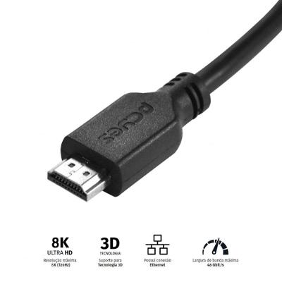 Cabo Hdmi Ultra 2.1 28awg Puro Cobre 8k 1 Metro Phm21-1