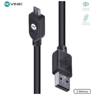 Cabo Usb X Micro Usb B 2.0 5 Pinos 2 Metros Preto - Musb-2