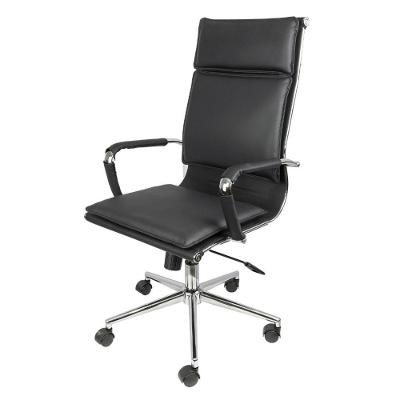 Cadeira Giratória Alta Office Soft Em Pu Preto Base Rodízio Cromado