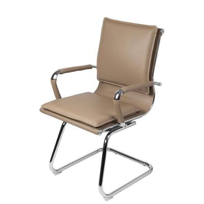 Cadeira Office Soft Em Pu Caramelo Base Fixa