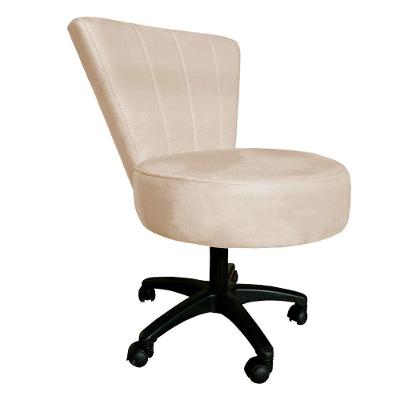 Cadeira Mocho Costurado Elegância Veludo Bege Base Giratória - Pallazio