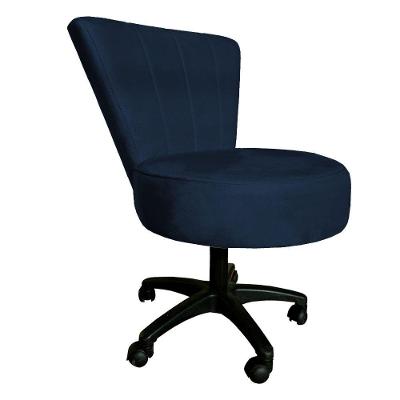 Cadeira Mocho Costurado Elegância Veludo Base Giratória - Pallazio Azul Marinho