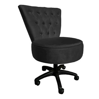 Cadeira Mocho Capitonê Elegância Veludo Base Giratória - Pallazio Preto