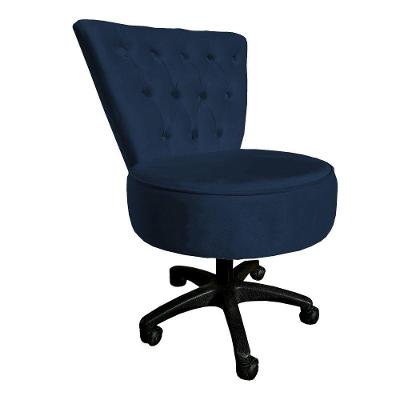 Cadeira Mocho Capitonê Elegância Veludo Azul Marinho Base Giratória - Pallazio