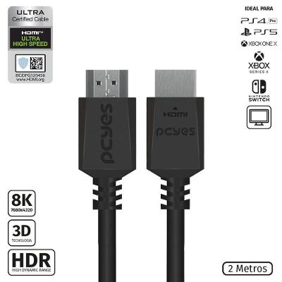 Cabo Hdmi Ultra 2.1 28Awg Puro Cobre 8K 60Hz 2 Metros - Phm8