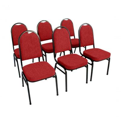 Kit Com 6 Cadeiras Para Auditórios Linha Hotel Vermelho