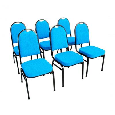 Kit Com 6 Cadeiras Para Auditórios Linha Hotel Azul