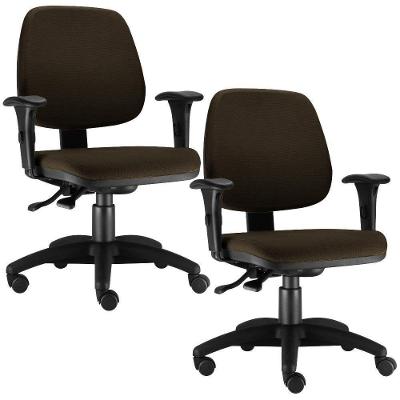Kit 02 Cadeiras Job L02 Executiva Ergonomica Marrom