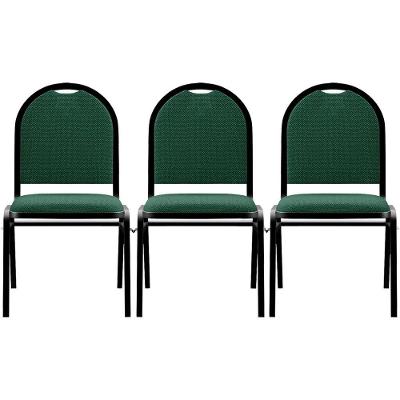 Kit 3 Cadeiras Hoteleiras Auditório Empilhável Linho M23 Verde - Mpozenato