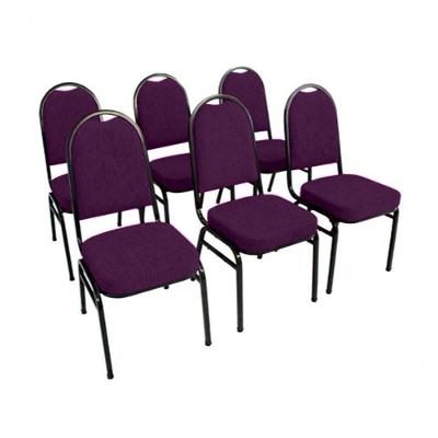 Kit Com 6 Cadeiras Para Auditórios Linha Hotel Roxo
