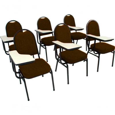Kit Com 6 Cadeiras Para Auditórios Linha Hotel Marrom