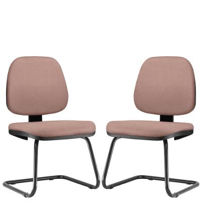 Kit 02 Cadeiras Para Escritório Job L02 Fixa Suede Rosê