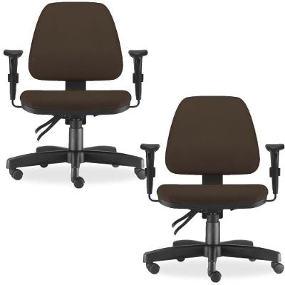 Kit 02 Cadeiras De Escritório Giratória Executiva Marrom