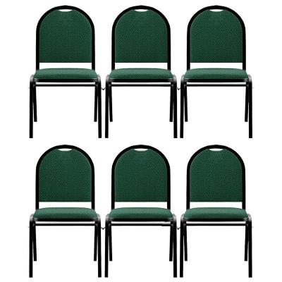 Kit 6 Cadeiras Hoteleiras Auditório Empilhável Linho M23 Verde - Mpozenato