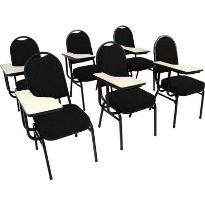 Kit Com 6 Cadeiras Para Auditórios Linha Hotel Preto