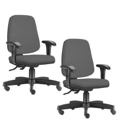 Kit 2 Cadeiras Giratórias Job Diretor Crepe Cinza