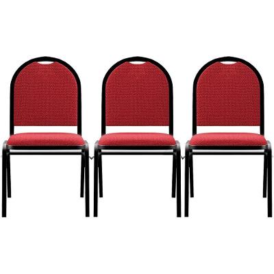 Kit 3 Cadeiras Hoteleiras Auditório Empilhável Linho M23 Vermelho - Mpozenato