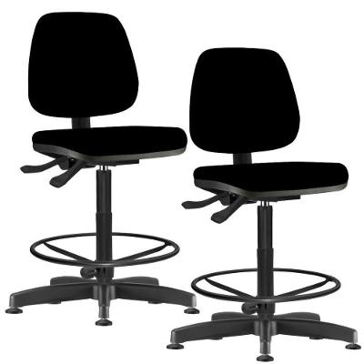 Kit 02 Cadeiras Caixa Alta Giratória Job L02 Crepe Preto