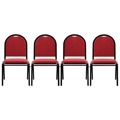 Kit 4 Cadeiras Hoteleiras Auditório Empilhável Linho M23 Vermelho - Mpozenato