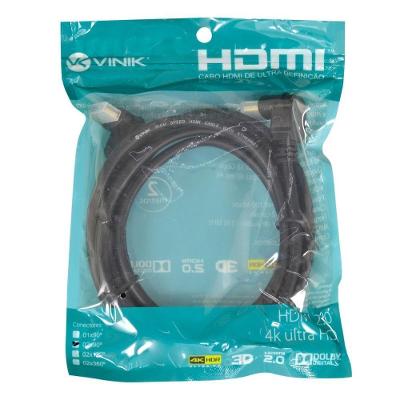 Cabo Hdmi 2.0 4k Conexao Ethernet 01 Conector 90o 2 Metros