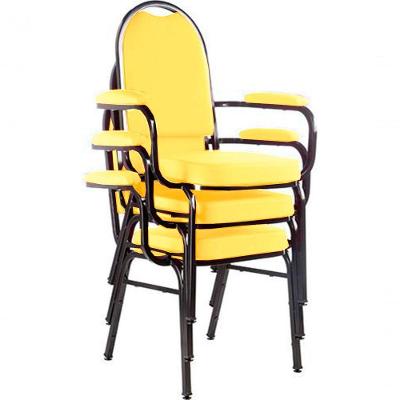 Kit Com 3 Cadeiras Para Auditório Linha Hotel Amarelo