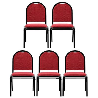 Kit 5 Cadeiras Hoteleiras Auditório Empilhável Linho M23 Vermelho - Mpozenato