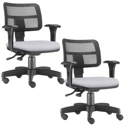 Kit 02 Cadeirass Zip L02 Escritório Couro Sintético Branco