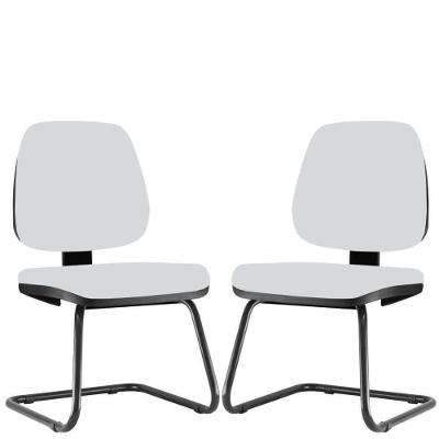 Kit 2 Cadeiras Para Escritório Job Fixa Branco
