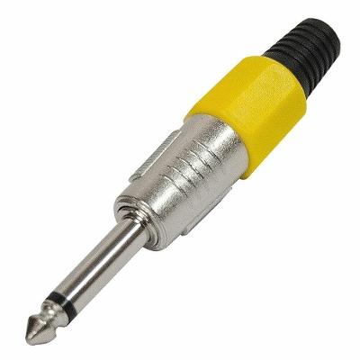 Plug P10 Mono Metal com Corpo Plastico Amarelo