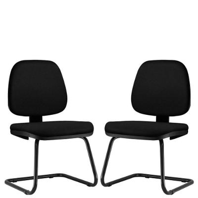 Kit 02 Cadeiras Para Escritório Job L02 Fixa Crepe Preto
