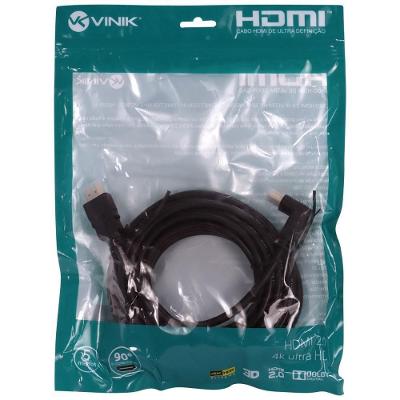 Cabo Hdmi 2.0 4k Hd 3d Conexao Ethernet 01 Conector 90o 5 M