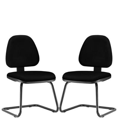 Kit 02 Cadeiras Para Escritório Sky L02 Fixa Crepe Preto