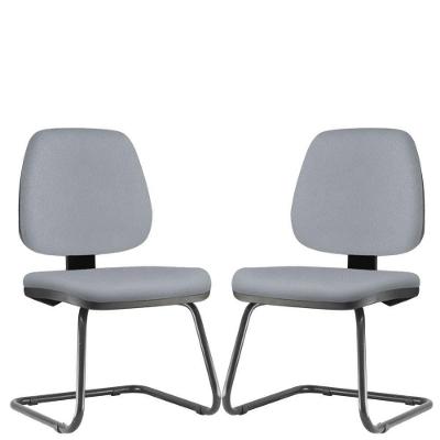 Kit 2 Cadeiras Para Escritório Job Fixa Cinza